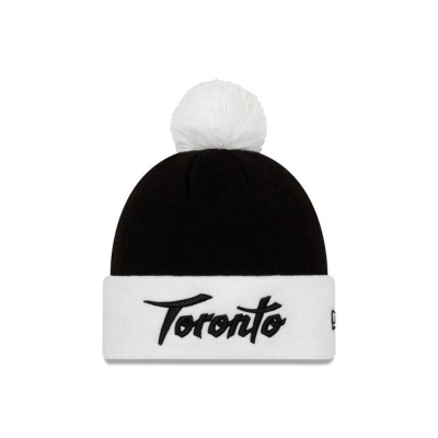 White Toronto Raptors Hat - New Era NBA 2019 NBA Authentics City Series Holiday Pack Pom Knit Beanie USA4286791